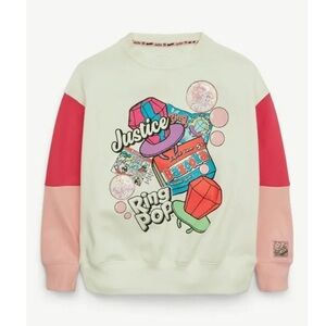Justice Kids Cream and Pink Graphic Sweatshirt